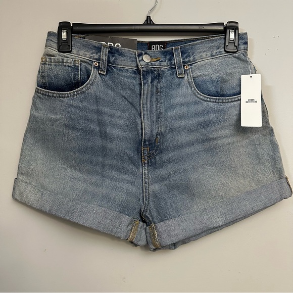 BDG Mom High Waist Denim Faded Blue Jean Shorts - Picture 4 of 6